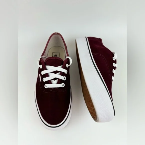 Vans Off The Wall Suede Burgundy Sneakers, Unisex Size Men's 8.0 / Women's 9.5 - Picture 12 of 15